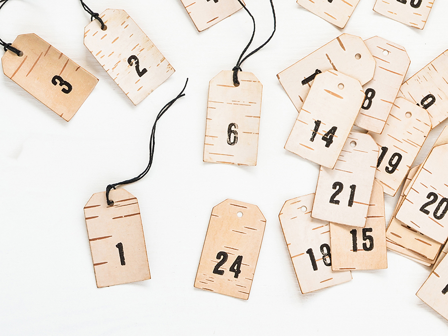 advent calender birch number pendants for hygge christmas